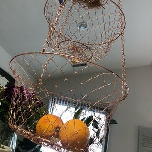 Rose gold metal hanging produce holder